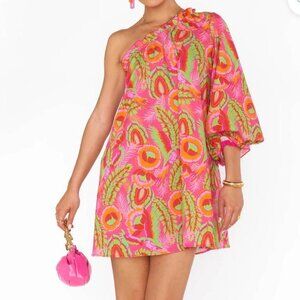 Show Me Your Mumu made in USA floral mini dress with one sleeve - Medium